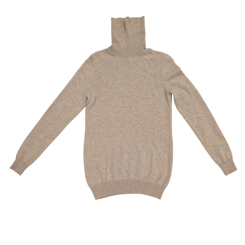 Ann Taylor Est. 1954 Cashmere Sweater M Oatmeal Turtleneck Long Sleeve Pullover